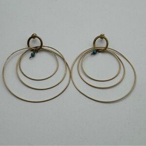 Thai 925 Vermeil Multi Hoop Dangle Earrings with Turquoise Accent